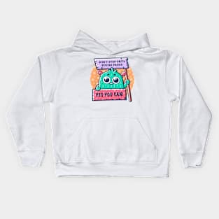 Cute cartoon monster with a motivational slogan. Kids Hoodie